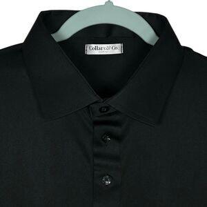 Collars & Co Polo Shirt Mens Large Black Dress Collar Golf Preppy Office NEW
